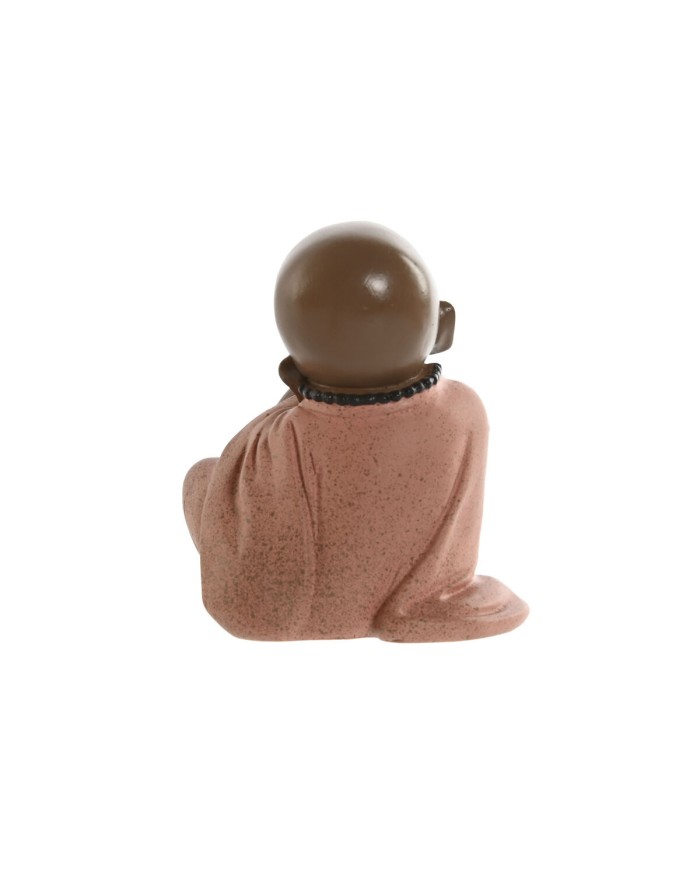 Statua Decorativa Home ESPRIT Arancio Corallo Lime Resina Frate Orientale 8,5 x 7 x 9,7 cm (3 Unità)