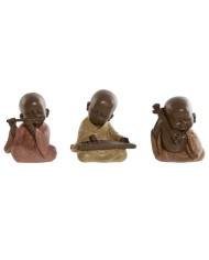 Statua Decorativa Home ESPRIT Marrone Arancio Corallo Lime Resina Frate Orientale 13 x 6 x 12,5 cm (3 Unità) Statua Decorativa Home ESPRIT Marrone Arancio Corallo Lime Resina Frate Orientale 13 x 6 x 12,5 cm (3 Unità)