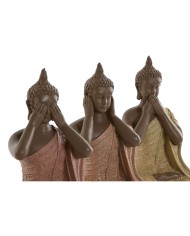 Statua Decorativa Home ESPRIT Arancio Corallo Lime Resina Buddha Orientale 9 x 6 x 13 cm (3 Unità)