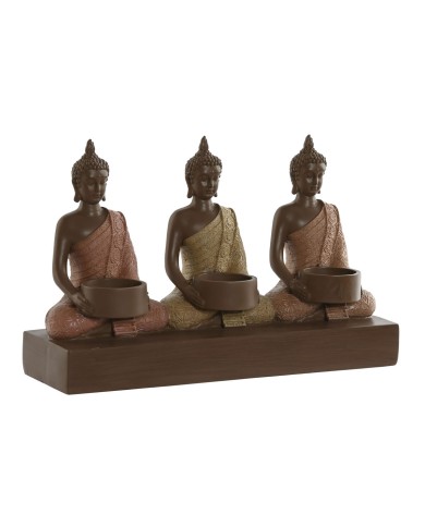 Portacandele Home ESPRIT Marrone Arancio Corallo Lime Resina 28 x 8,5 x 17 cm