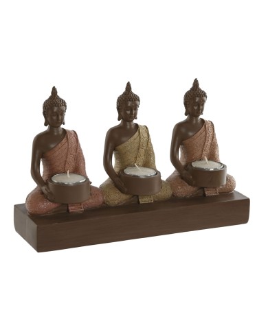 Portacandele Home ESPRIT Marrone Arancio Corallo Lime Resina 28 x 8,5 x 17 cm