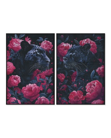 Quadro Home ESPRIT Nero Rosa 83 x 4 x 123 cm (2 Unità)