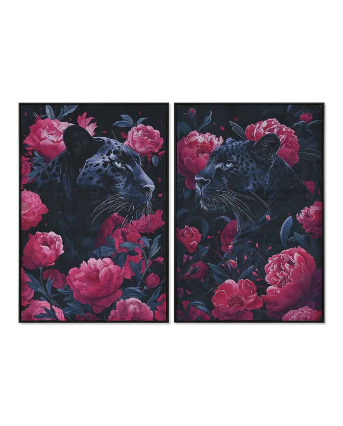 Quadro Home ESPRIT Nero Rosa 83 x 4 x 123 cm (2 Unità)