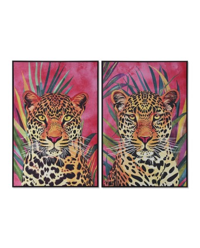 Quadro Home ESPRIT Leopardo Tropicale 83 x 3,8 x 123 cm (2 Unità)