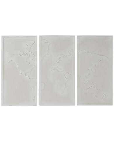 Decorazione da Parete Home ESPRIT Bianco Moderno Mappamondo 180 x 4 x 120 cm (3 Pezzi)