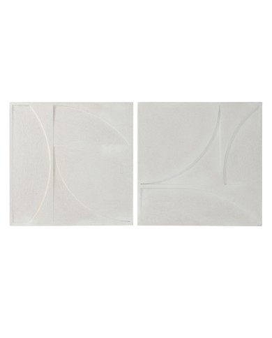 Decorazione da Parete Home ESPRIT Bianco Moderno 80 x 4 x 80 cm (2 Unità)