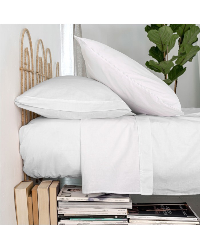 Set di Lenzuola HappyFriday BASIC Bianco Osimano 28 x 4 x 38 cm