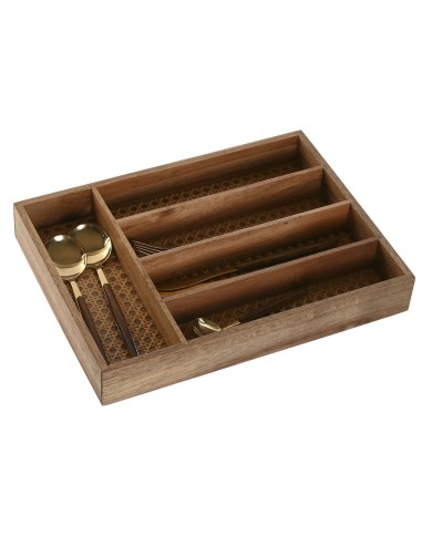 Vassoio Portaposate Home ESPRIT Naturale Acacia 34,5 x 25,5 x 5 cm