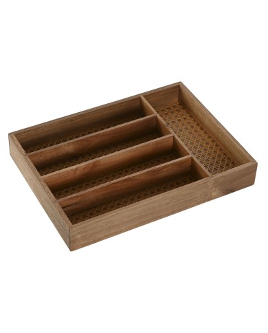 Vassoio Portaposate Home ESPRIT Naturale Acacia 34,5 x 25,5 x 5 cm