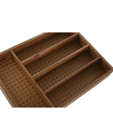 Vassoio Portaposate Home ESPRIT Naturale Acacia 34,5 x 25,5 x 5 cm