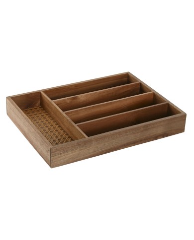 Vassoio Portaposate Home ESPRIT Naturale Acacia 34,5 x 25,5 x 5 cm