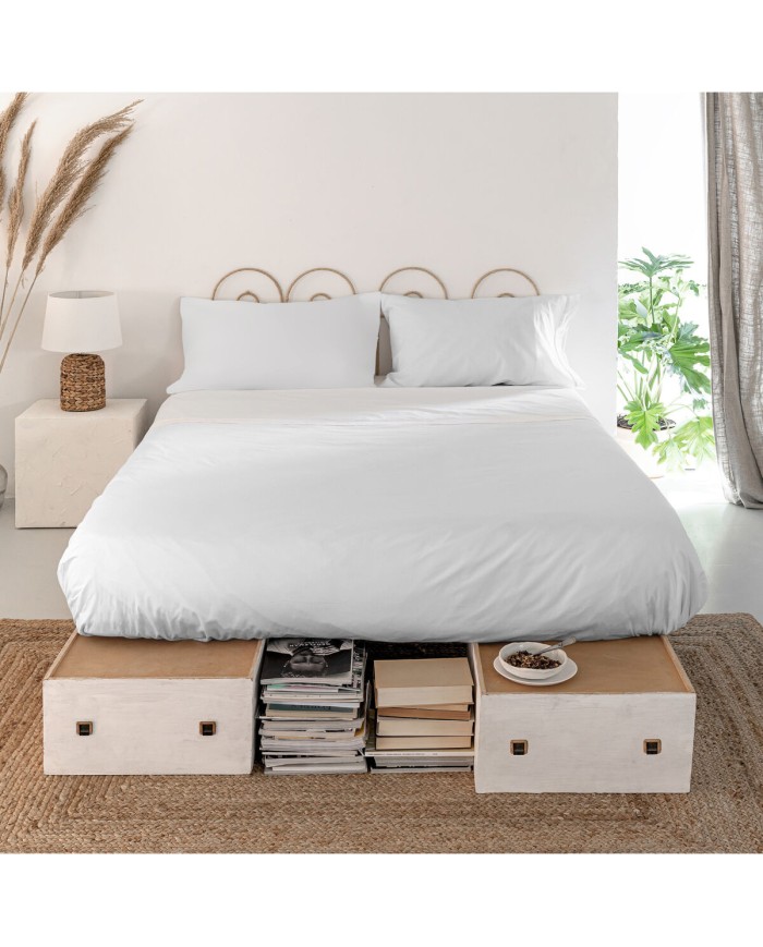 Set di Lenzuola HappyFriday BASIC Bianco Osimano 28 x 4 x 38 cm