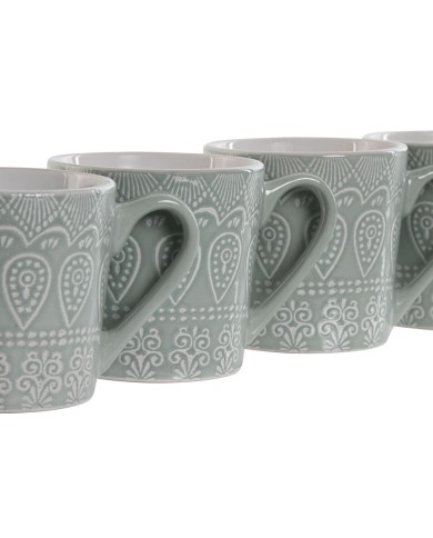 Set di 4 Tazze Mug Home ESPRIT Verde Gres 360 ml 9,5 x 13 x 9,2 cm Mandala Set di 4 Tazze Mug Home ESPRIT Verde Gres 360 ml 9,5 x 13 x 9,2 cm Mandala