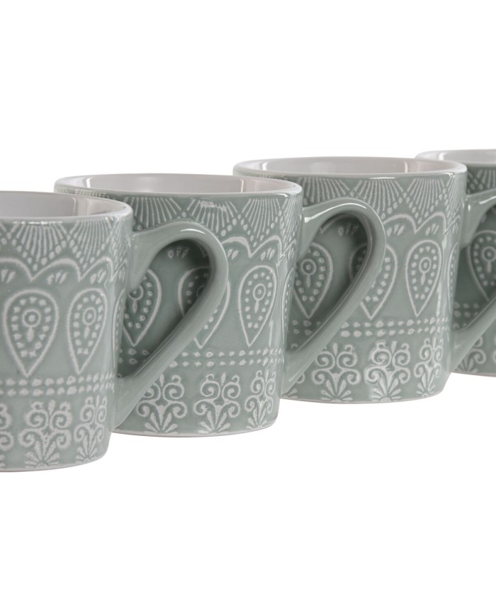 Set di 4 Tazze Mug Home ESPRIT Verde Gres 360 ml 9,5 x 13 x 9,2 cm Mandala Set di 4 Tazze Mug Home ESPRIT Verde Gres 360 ml 9,5 x 13 x 9,2 cm Mandala