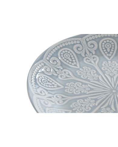 Set di piatti Home ESPRIT Azzurro Gres Mandala Arabo 19,5 x 19,5 x 2 cm