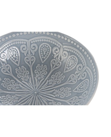 Set di piatti Home ESPRIT Azzurro Gres Mandala Arabo 18,2 x 18,2 x 5,5 cm