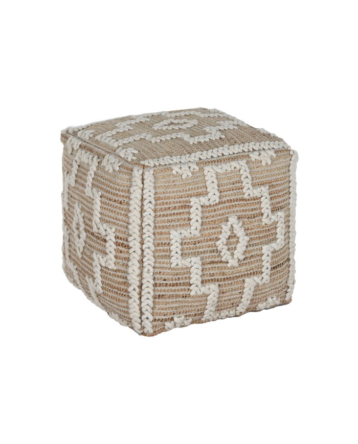 Poggiapiedi Home ESPRIT Bianco Naturale 45 x 45 x 45 cm