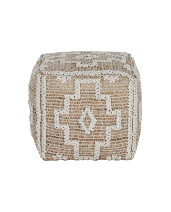 Poggiapiedi Home ESPRIT Bianco Naturale 45 x 45 x 45 cm