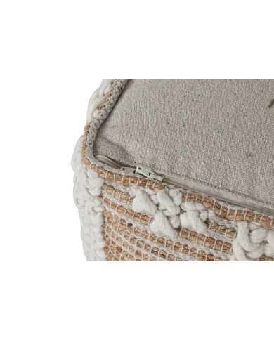 Poggiapiedi Home ESPRIT Bianco Naturale 45 x 45 x 45 cm Poggiapiedi Home ESPRIT Bianco Naturale 45 x 45 x 45 cm