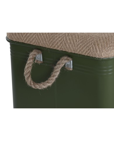 Set di Bauli Home ESPRIT Verde scuro Naturale Metallo Corda Fibra 69 X 37 X 37,5 cm (3 Unità)