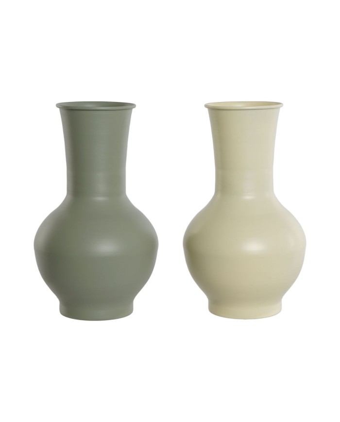 Vaso Home ESPRIT Verde Crema Metallo 20 x 20 x 34,5 cm (2 Unità) Vaso Home ESPRIT Verde Crema Metallo 20 x 20 x 34,5 cm (2 Unità)