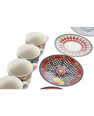Set di Tazze e Piatti Home ESPRIT Giallo Rosso Porcellana 12,5 x 12,5 x 1,5 cm (4 Unità) Set di Tazze e Piatti Home ESPRIT Giallo Rosso Porcellana 12,5 x 12,5 x 1,5 cm (4 Unità)