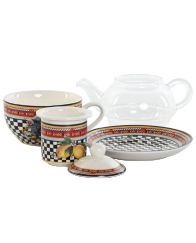 Teiera Home ESPRIT Giallo Rosso Cristallo Porcellana 1 L (4 Unità)