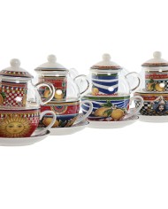 Teiera Home ESPRIT Giallo Rosso Cristallo Porcellana 1 L (4 Unità)