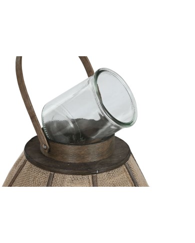 Portacandele Home ESPRIT Naturale Juta Bambù 37 x 37 x 70 cm