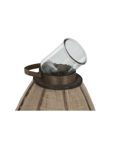 Portacandele Home ESPRIT Naturale Juta Bambù 34 x 34 x 60 cm