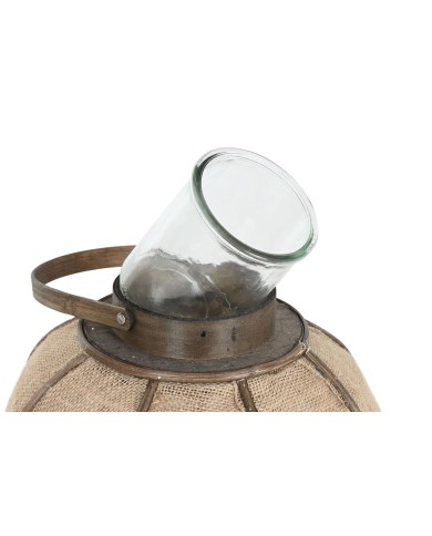 Portacandele Home ESPRIT Naturale Juta Bambù 31,5 x 31,5 x 53 cm