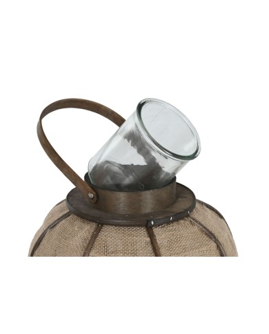 Portacandele Home ESPRIT Naturale Juta Bambù 29,5 x 29,5 x 46 cm