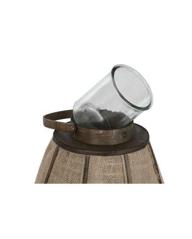 Portacandele Home ESPRIT Naturale Juta Bambù 41,5 x 41,5 x 57 cm