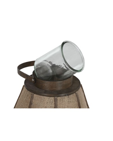 Portacandele Home ESPRIT Naturale Juta Bambù 36 x 36 x 48,5 cm