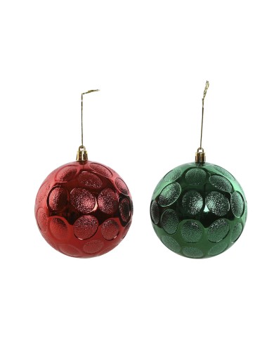 Palle di Natale Home ESPRIT Rosso Verde PVC 20 x 10 x 30 cm (2 Unità)