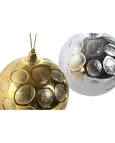 Palle di Natale Home ESPRIT Dorato Argentato PVC 20 x 10 x 30 cm (2 Unità)