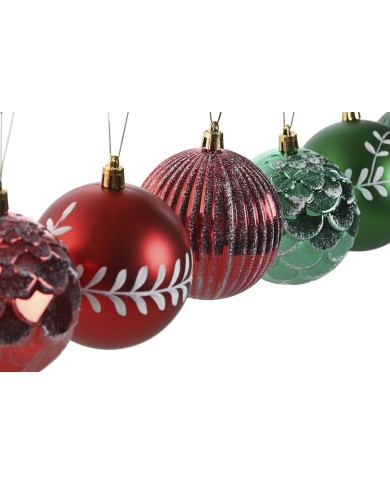 Palle di Natale Home ESPRIT Rosso Verde PVC 16 x 16 x 24 cm (2 Unità)