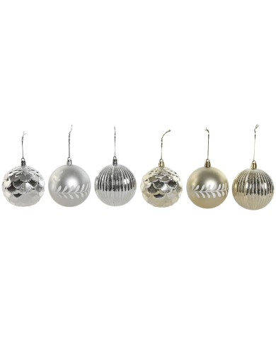 Palle di Natale Home ESPRIT Dorato Argentato PVC 16 x 16 x 24 cm (2 Unità)