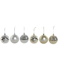 Palle di Natale Home ESPRIT Dorato Argentato PVC 16 x 16 x 24 cm (2 Unità)