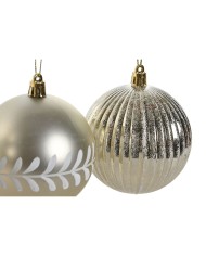 Palle di Natale Home ESPRIT Dorato Argentato PVC 16 x 16 x 24 cm (2 Unità)