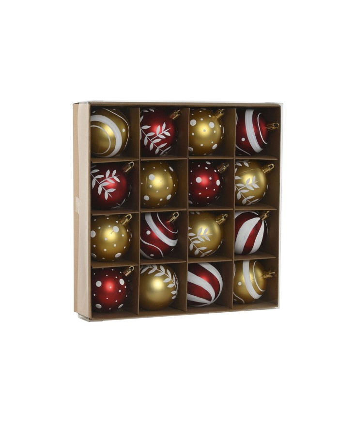 Palle di Natale Home ESPRIT Rosso Dorato PVC 25 x 6 x 25 cm (16 Pezzi) Palle di Natale Home ESPRIT Rosso Dorato PVC 25 x 6 x 25 cm (16 Pezzi)