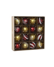 Palle di Natale Home ESPRIT Dorato Argentato PVC 16 x 16 x 24 cm (2 Unità)