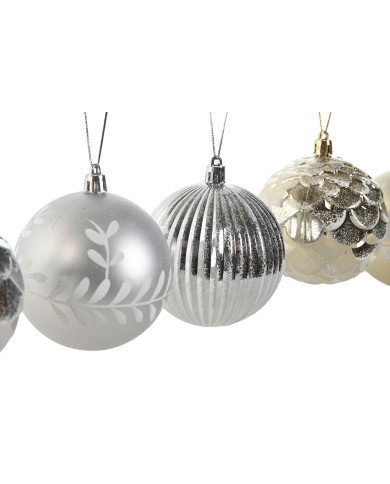 Palle di Natale Home ESPRIT Dorato Argentato PVC 16 x 16 x 24 cm (2 Unità)