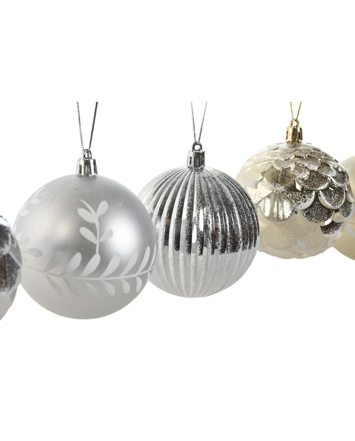 Palle di Natale Home ESPRIT Dorato Argentato PVC 16 x 16 x 24 cm (2 Unità)