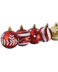 Palle di Natale Home ESPRIT Rosso Dorato PVC 25 x 6 x 25 cm (16 Pezzi) Palle di Natale Home ESPRIT Rosso Dorato PVC 25 x 6 x 25 cm (16 Pezzi)
