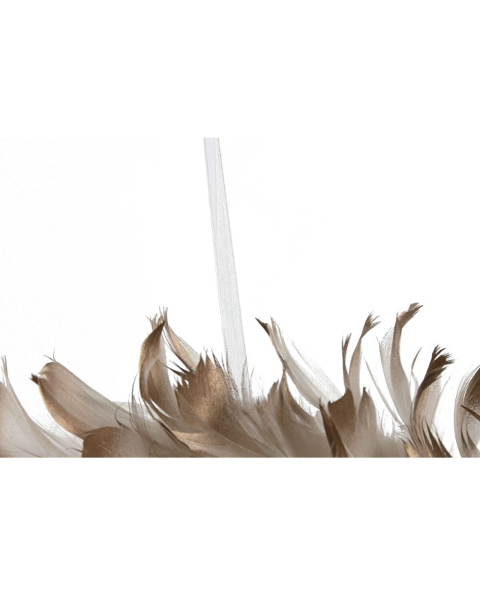 Ghirlanda di Natale Home ESPRIT Bianco Dorato Piuma 30 x 7 x 30 cm (2 Unità)