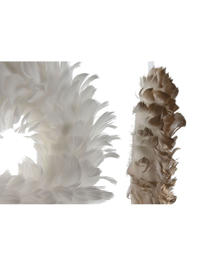 Ghirlanda di Natale Home ESPRIT Bianco Dorato Piuma 30 x 7 x 30 cm (2 Unità)