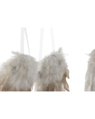 Decorazione pensile Home ESPRIT Bianco Dorato Piuma 28 x 4 x 33 cm (2 Unità)