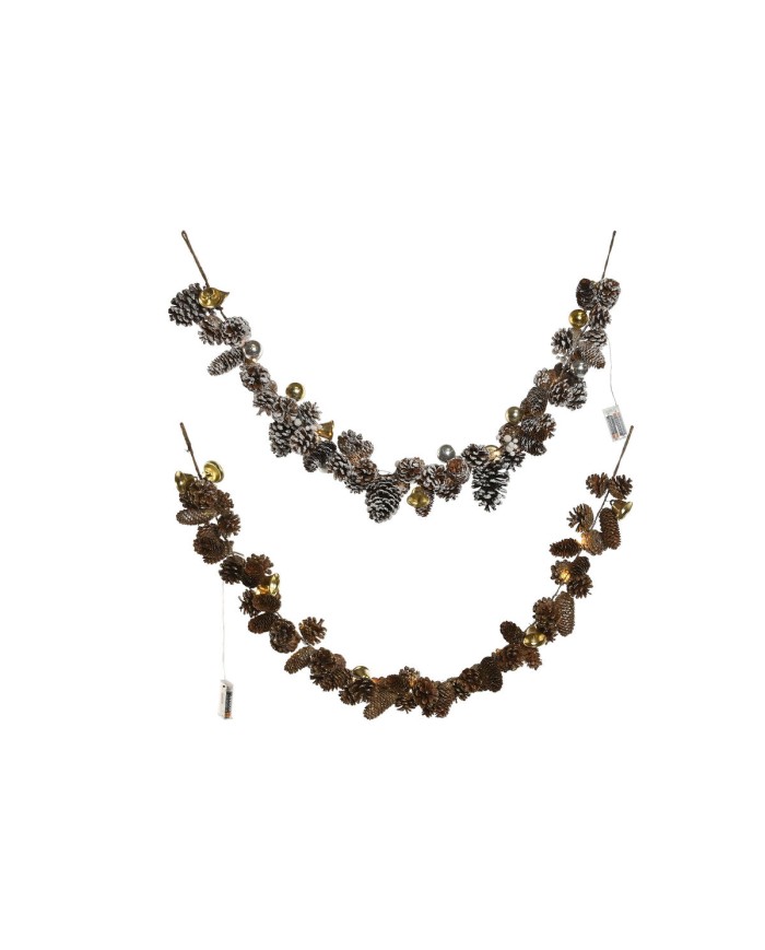 Ghirlanda di Natale Home ESPRIT Dorato Argentato Naturale 8 x 8 x 120 cm (2 Unità)