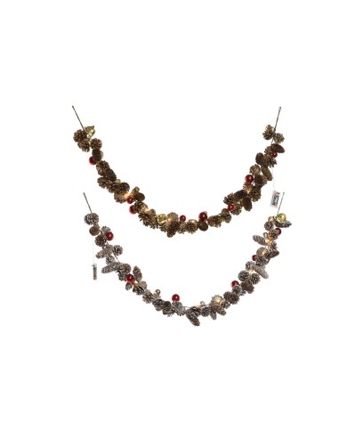 Ghirlanda di Natale Home ESPRIT Bianco Marrone Rosso Dorato 8 x 8 x 120 cm (2 Unità)